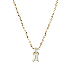 Collier aus 750 Gold Gelbgold 2 Diamanten 0,29ct TW-SI L:45cm