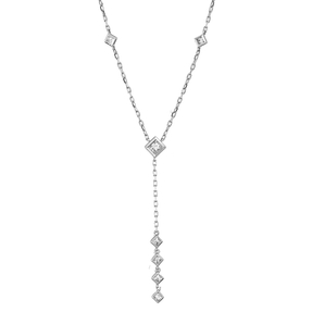 Collier aus 750 Gold Weißgold 9 Diamanten 0,49ct TW-SI L:45,7cm