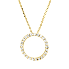 Collier Kreis aus 750 Gold Gelbgold 25 Brillanten 0,15ct TW-SI L:45cm