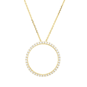 Collier Kreis aus 750 Gold Gelbgold 41 Brillanten 0,27ct TW-SI L:45cm