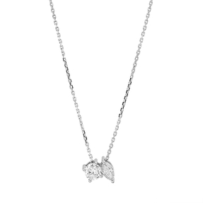 Collier aus 750 Gold Weißgold 2 Diamanten 0,37ct TW-SI L:45cm