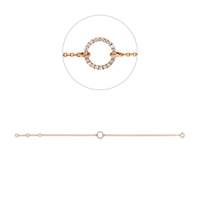 Armband Kreis aus 750 Rotgold 22 Brillanten 0,09ct TW-SI B:7,9mm L:17,8cm