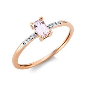 Ring aus 750 Rotgold Morganit 0,24ct rosa 8 Diamanten 0,02ct TW-SI B:5,4mm