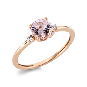 Ring aus 750 Rotgold Morganit 0,81ct rosa 2 Brillanten 0,03ct TW-SI B:5,7mm