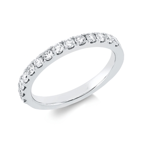Halb-Memoire Ring aus 750 Weißgold 14 Brillanten 0,45ct TW-SI B:2,2mm