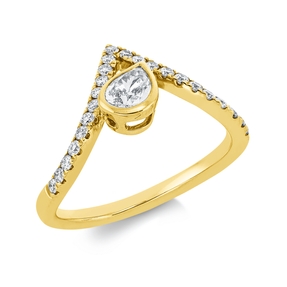 Ring aus 585 Gold Gelbgold 24 Diamanten 0,68ct B:11,4mm Zarge