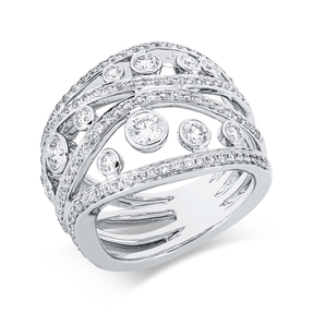 Ring aus 750 Gold Weißgold 135 Brillanten 1,38ct TW-VSI B:17,3mm