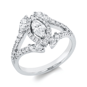 Ring aus 750 Gold Weißgold 45 Diamanten 1,23ct TW-SI B:13,7mm