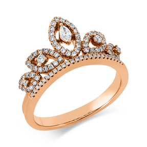 Ring aus 750 Gold Rotgold 96 Diamanten 0,41ct TW-SI B:9,9mm