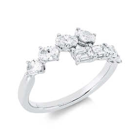 Ring aus 750 Gold Weißgold 8 Diamanten 1,16ct TW-VSI B:7,6mm