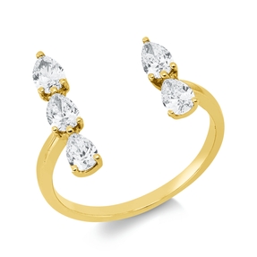 Ring aus 750 Rotgold 5 Diamanten Tropfen-Schliff 0,74ct TW-VSI B:13,9mm