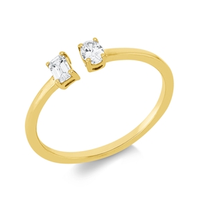 Ring aus 750 Gold Gelbgold 2 Diamanten 0,25ct TW-SI B:4mm
