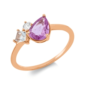 Ring aus 750 Rotgold 2 Saphire 1,15ct pink Brillant 0,1ct TW-SI B:8,3mm