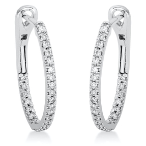 Creolen aus 750 Gold Weißgold 50 Brillanten 0,5ct TW-SI 24,8x2,1mm