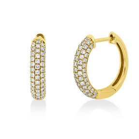 Pavé Creolen aus 750 Gelbgold 128 Brillanten 0,58ct W-SI/PI 15,3x3,5mm