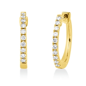 Creolen aus 750 Gold Gelbgold 20 Brillanten 0,15ct TW-PI 14x1,4mm