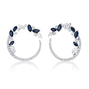 Ohrstecker 750 Weißgold 10 Saphire 2,71ct blau 76 Diamanten 2,82ct F-VSI 28,8x26mm Ohrstecker 750 Weißgold 10 Saphire 2,71ct blau 76 Diamanten 2,82ct F-VSI 28,8x26mm