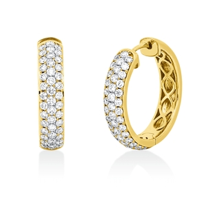 Pavé Creolen aus 750 Gold Gelbgold 86 Brillanten 1,57ct TW-SI 21,9x4,8mm