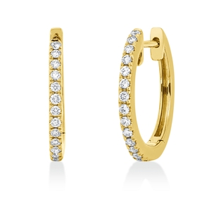 Creolen aus 750 Gold Gelbgold 28 Brillanten 0,2ct TW-SI 16,1x1,8mm