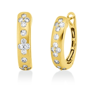 Creolen aus 750 Gold Gelbgold 28 Brillanten 0,76ct TW-SI 18x4,4mm mattiert