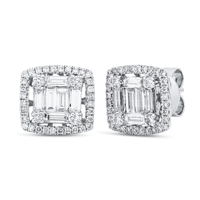 Ohrstecker aus 750 Gold Weißgold 84 Diamanten 1,71ct TW-VSI 11,3x12,1mm