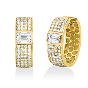 Creolen aus 750 Gold Gelbgold 114 Diamanten 2,38ct F-VSI 20x6,7mm