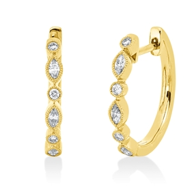 Creolen aus 750 Gold Gelbgold 12 Diamanten 0,26ct 15,7x2mm