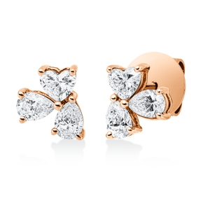 Ohrstecker aus 750 Gold Rotgold 6 Diamanten 1,08ct TW-VSI 7,1x8,2mm