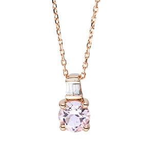 Collier 750 Rotgold Morganit 0,44ct rosa 2 Diamanten Baguette-Schliff 0,02ct TW-SI