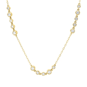 Collier 585 Gelbgold 6 Brillanten 0,3ct TW-SI 9 Brillanten 0,21ct TW-SI L:45,7cm