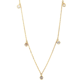 Collier aus 750 Gold Gelbgold 5 Diamanten 0,48ct TW-SI L:45,7cm