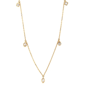 Collier aus 750 Gold Gelbgold 5 Diamanten 0,51ct TW-SI L:45,7cm
