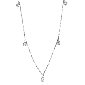 Collier aus 750 Gold Weißgold 5 Diamanten 0,48ct TW-SI L:45,7cm