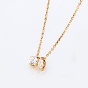 Collier aus 750 Gold Gelbgold 2 Diamanten 0,15ct TW-SI L:45cm