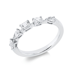 Ring aus 750 Gold Weißgold 5 Diamanten 0,6ct TW-VSI B:2,7mm