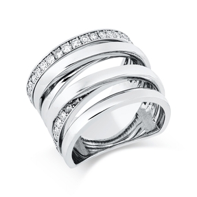 Ring aus 750 Gold Weißgold 46 Brillanten 0,99ct F-SI B:16,5mm