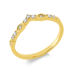 Ring aus 750 Gold Gelbgold 11 Diamanten 0,12ct TW-PI B:3,5mm