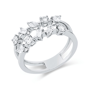 Ring aus 750 Gold Weißgold 10 Diamanten 0,78ct TW-SI B:8mm