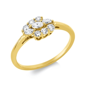 Ring aus 750 Gold Gelbgold 9 Diamanten 0,32ct B:6,7mm