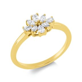 Ring aus 750 Gold Gelbgold 8 Diamanten 0,33ct TW-VSI B:7,5mm