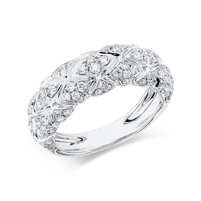 Ring aus 750 Gold Weißgold 90 Brillanten 0,93ct TW-VSI B:7,1mm