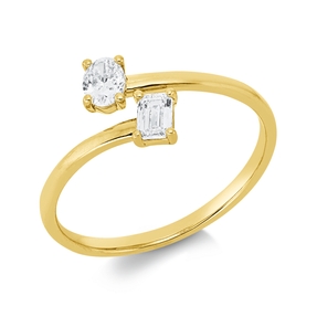 Ring aus 750 Gold Gelbgold 2 Diamanten 0,4ct TW-SI B:9,3mm