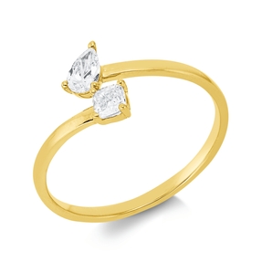 Ring aus 750 Gold Gelbgold 2 Diamanten 0,4ct TW-SI B:5mm