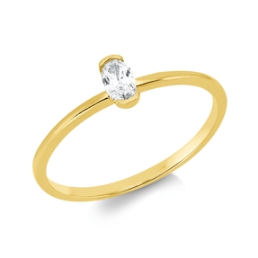 Solitaire Ring aus 750 Gelbgold Diamant Oval-Schliff 0,16ct TW-SI B:4,5mm