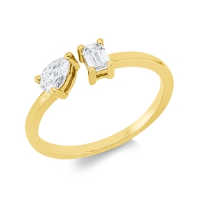 Ring aus 750 Gold Gelbgold 2 Diamanten 0,43ct TW-SI B:4,7mm