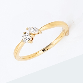 Ring aus 750 Gold Gelbgold 2 Diamanten 0,21ct TW-SI B:4,8mm