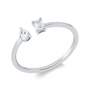 Ring aus 750 Gold Weißgold 2 Diamanten 0,24ct TW-SI B:7,1mm