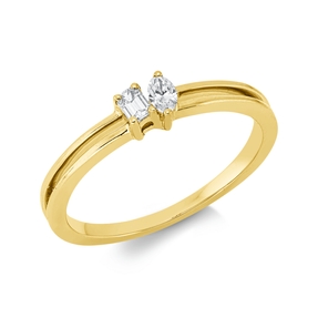 Ring aus 750 Gold Gelbgold 2 Diamanten 0,17ct TW-SI B:4,2mm