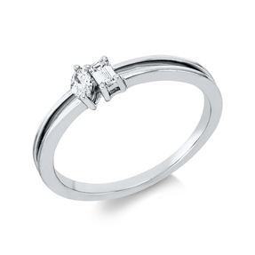 Ring aus 750 Gold Weißgold 2 Diamanten 0,17ct TW-SI B:4,2mm