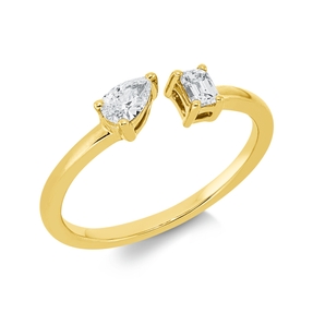 Ring aus 750 Gold Gelbgold 2 Diamanten 0,32ct TW-SI B:4,2mm